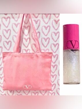 Pink Valentino Beauty Tote w Puffer Lip Gloss
